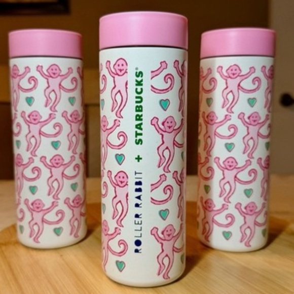 🐒🎀 Roller Rabbit x Starbucks hot//cold 16 Oz spill proof cup! BRAND NEW
